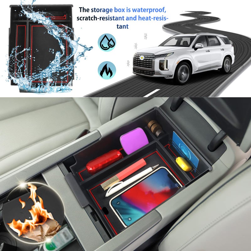 SHAOHAO For 2024 2025 Hyundai Palisade Center Console Organizer Tray for 2023 2024 2025 Hyundai Palisade Accessories SE SEL XRT Limited Calligraphy Armrest Storage Box Insert Tray Palisade 2024 2025 - Image 3